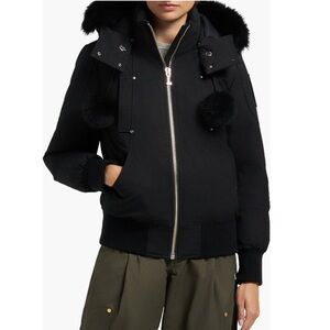 Moose Knuckles Black Jacket with Fur Trim
